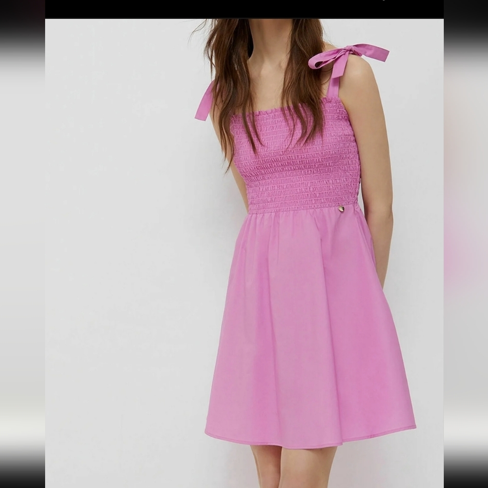 Liu Jo Pink Smocked Mini Dress